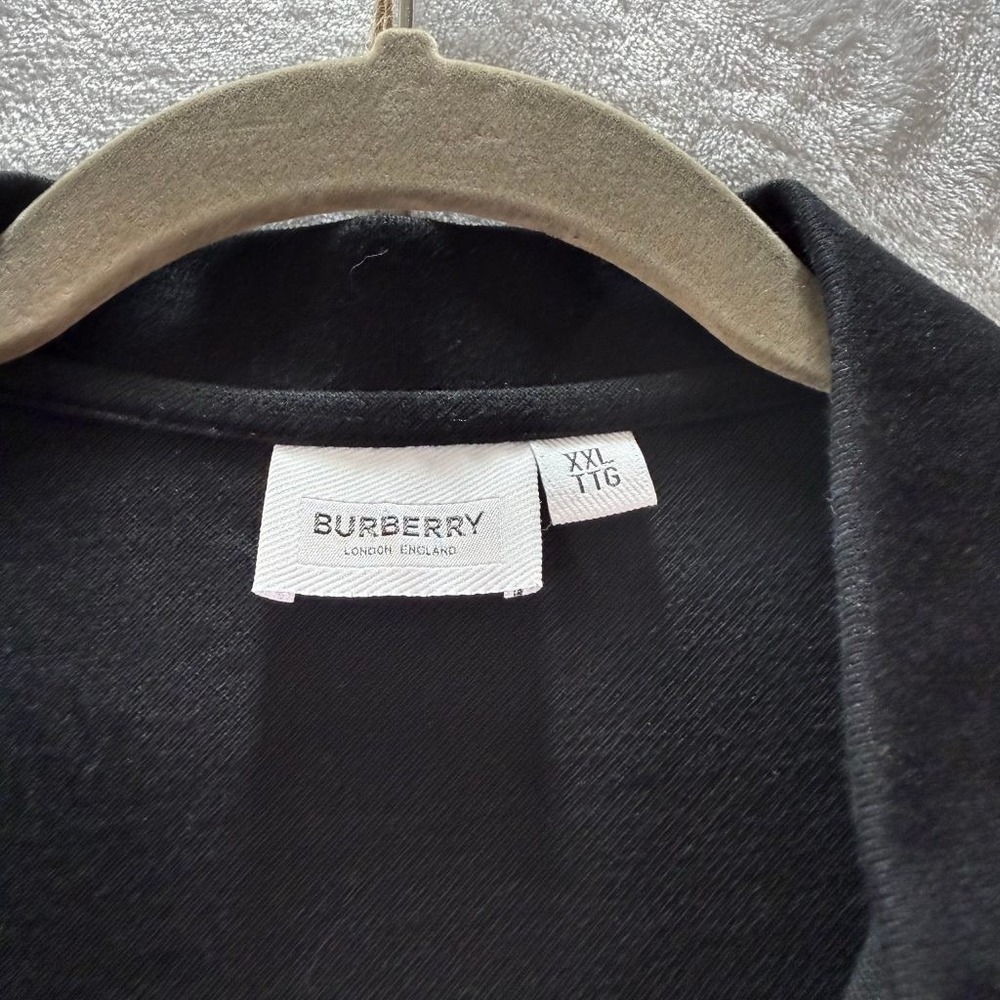 Burberry London England Mens XXL Black Cotton Pique Polo Shirt Logo Patch Italy - Picture 2 of 10